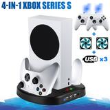 EEEkit Vertical Cooling Fan Stand Fit for Xbox Series S with Dual Controller Charging Station Fast Charging Dock Fit for Xbox Series S/X Controller with 3 USB Ports LED Indicator