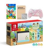 Nintendo Switch Animal Crossing Special Version Console Set Bundle With Mario Rabbids Kingdom Battle And Mytrix Wireless Controller and Accessories