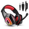 Gaming Headset with Mic for Xbox One PS4 PS5 PC Nintendo Switch Tablet Smartphone Headphones Stereo Over Ear Bass 3.5mm Microphone Noise Canceling 7 LED Light Soft Memory Earmuffs