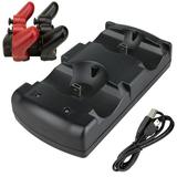 Charging Station Fit for Playstation PS3/MOVE Controller EEEkit 4 in 1 Dual Charger Stand Dock Station Fit for Sony Playstation PS3 Controller with USB Charging Cable Black