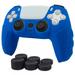 Anti-Slip Silicone Skin Cover Protector Case For PlayStation 5 DualSense Wireless Controller With 6 Black Thumb Grip Caps