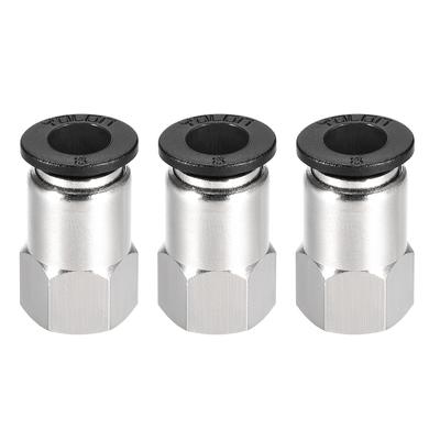 Push to Connect Tube Fitting Adapter 8mm OD x 1/8 NPT Straight Connecter 3pcs - Silver Tone,Black