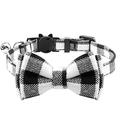 AkoaDa Cat Collar Breakaway with Cute Bow Tie and Bell for Kitty Adjustable Safety Plaid Collar Pet Supplies(Black)