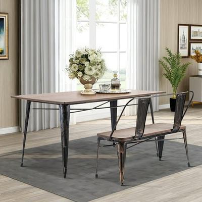 Veryke Antique Style 2 Piece Dining Sets Rustic Rectangular Table With A Bench Distressed Black Accuweather Shop
