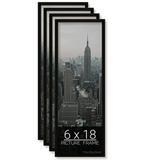 wallsthatspeak 6x18 Black Picture Frame for Puzzles Posters Photos or Artwork Set of 4