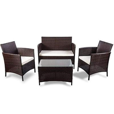 Dodocool 4 Piece Rattan Sofa Seating, W Unlimited Outdoor Furniture Patio Chaise Lounge Sunbed And Canopy