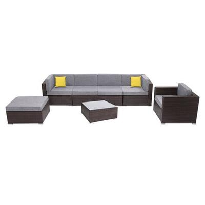 6 Pcs Set Pe Rattan Sectional Sofa With Iron Frame Patio Courtyard Sofa Table Furniture Kit From Walmart Accuweather Shop