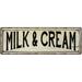 MILK & CREAM Farmhouse Style Wood Look Sign Gift 6x18 Metal Decor 206180028226