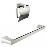 Chrome Plated Toilet Paper Holder With Single Rod Towel Rack Accessory Set - American Imaginations AI-13329