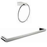 Chrome Plated Towel Ring With Single Rod Towel Rack Accessory Set - American Imaginations AI-13358