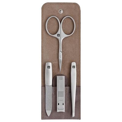 ZWILLING Beauty Maniküre Pediküre Set 4tlg. mit Kompakt-Nagelknipser, Leder, beige Nagelpflegeset