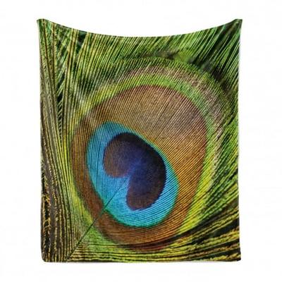 Light Bed Blanket Peacocks Feathers Flannel Fleece Throw Blankets for Couch Bed Sofa 50x60 