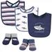 Hudson Baby Infant Boy Cotton Bib and Sock Set Handsome Shark One Size