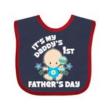 Inktastic Its My Daddys 1st Fathers Day with Baby and Stars Boys or Girls Baby Bib