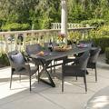 GDF Studio Yupon Outdoor Wicker and Aluminum 7 Piece Dining Set Multibrown and Black
