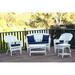 Jeco W00206-G-OT-FS011 5 Piece White Wicker Conversation Set - Blue Cushions