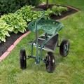 Kinbor Garden Cart Rolling Work Adjustable Swivel Seat for Planting