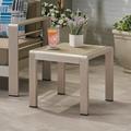 Giovanna Coral Outdoor Aluminum Side Table with Glass Top