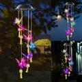 Wind Chimes Outdoor Solar Butterfly Wind Chime LED Color Changing Waterproof Decorative Patio Lights for Home Party Yard Garden