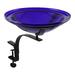 Achla Designs Crackle Glass Birdbath Decoration w/ Rail Mount Cobalt Blue