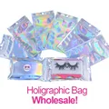 Paquet de Faux cils sac holographique vente en gros bande de couleur arc-en-ciel boîte