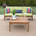 GDF Studio Abena Outdoor Acacia Wood 3 Seater Sofa and Coffee Table Set with Cushions Green