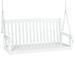 Best Choice Products 48in Wood Porch Swing Outdoor Patio Hanging Bench Chair w/ Mounting Chains 500lb Capacity - White