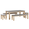 Gartenmöbel Set Tisch 2 Bänken 2 Hockern Grau / Heller holzfarbton Faserzement / Akazienholz Indoor & Outdoor Garten Schlafzimmer Wohnzimmer