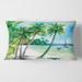 Designart 'Summer Beach With Palm Trees' Nautical & Coastal Printed Throw Pillow