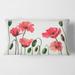 Designart 'Vintage Red Blooming Poppies' Traditional Printed Throw Pillow