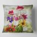 Designart 'Vibrant Red Purple and Yellow Wildflowers' Traditional Printed Throw Pillow