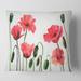 Designart 'Vintage Red Blooming Poppies' Traditional Printed Throw Pillow