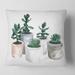 Designart 'Cactus and Succulent House Plants VI' Farmhouse Printed Throw Pillow