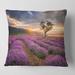 Designart 'Sunrise & Dramatic Clouds Over Lavender Field VIII' Farmhouse Printed Throw Pillow