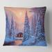 Designart 'Winter Landscape & The River House In The Woods I' Lake House Printed Throw Pillow