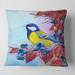 Designart 'Bright Bird Bullfinch Sitting On A Branch II' Traditional Printed Throw Pillow