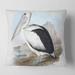 Designart 'Vintage Australian Birds VIII' Traditional Printed Throw Pillow