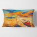 Designart 'Boat During Evening Glow At The Lake VIII' Nautical & Coastal Printed Throw Pillow