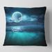 Designart 'Romantic Moon Over Deep Blue Sea II' Nautical & Coastal Printed Throw Pillow