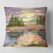 Designart 'Sunset Over The Lake I' Traditional Printed Throw Pillow