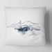 Designart 'Minimalistic Seascape With Black Mountains & Boat' Nautical & Coastal Printed Throw Pillow