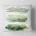 Designart 'Golden Green Abstract Clouds With Blue Points II' Modern Printed Throw Pillow