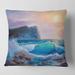 Designart 'Blue Waves Breaking At The Beach III' Nautical & Coastal Printed Throw Pillow