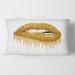Designart 'Woman Lips With Glitter Gold Sparkles' Modern Printed Throw Pillow