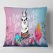 Designart 'I Love You A Lot Llama Cartoon' Children's Art Printed Throw Pillow