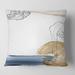 Designart 'Classic Blue Abstract Golden Marine Shell' Farmhouse Printed Throw Pillow