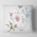 Designart 'Blue and Pink Wildflowers I' Traditional Printed Throw Pillow