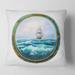 Designart 'Cabin Window Showing Ship In Stormy Ocean' Nautical & Coastal Printed Throw Pillow