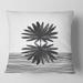 Designart 'Black and White Tropical Leaf On Striped II' Modern Printed Throw Pillow