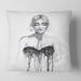 Designart 'Monochrome Portrait of Woman Wearing Evening Dress' Modern Printed Throw Pillow